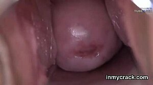 Close-up de uma linda vagina esticada de pêssego